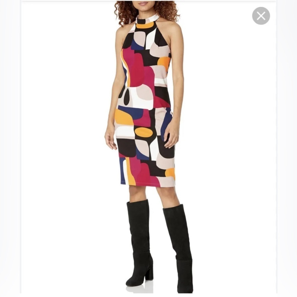 Trina Turk Mod & Retro Emotion Abstract Ponte‎ Midi Dress